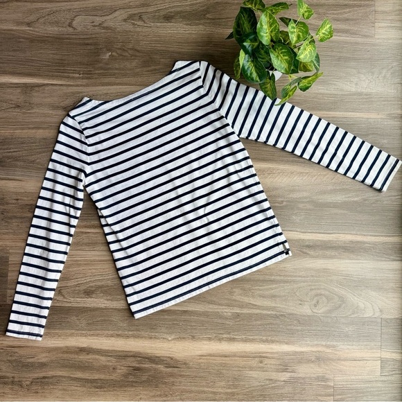 Gap Navy & White Striped “Hello” Embroidered Long Sleeve Tee – Size S - Picture 8 of 9